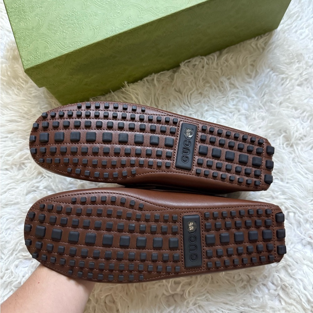 Gucci Brown Interlocking G Driver Loafers - Picture 5 of 14